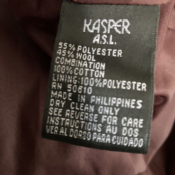 Vintage Kasper Maroon & Black Wool Houndstooth Jacket with Velvet Collar - Picture 5 of 6